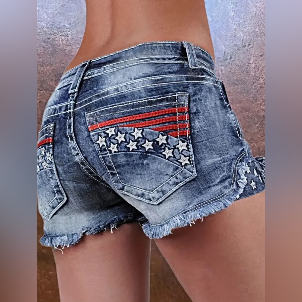 🇺🇸 Patriotic Distressed Denim Shorts | XXL